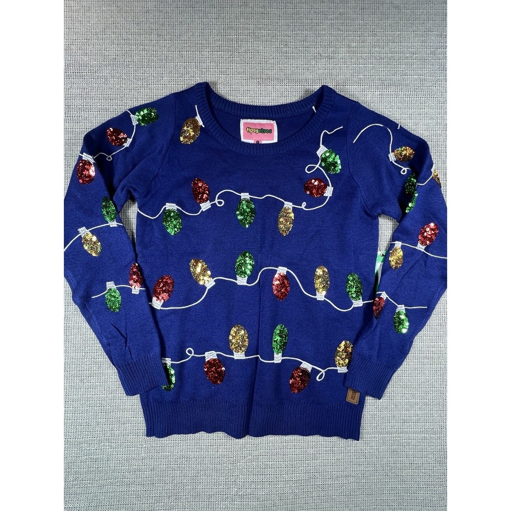 Tipsy Elves Christmas Lights Bulbs Christmas SweaterUgly Embellished Size SMALL